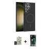MARSİLYAN™- Galaxy S24 Ultra Kılıf Siluet Doku Özel Seri - Siyah 360 Mat Full Body Arka Koruyucu + Bilvis Titan Kamera Lens - SH