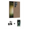 MARSİLYAN™- Galaxy S24 Ultra Kılıf Siluet Doku Özel Seri - Siyah 360 Mat Full Body Arka Koruyucu + PVD Metal Kamera Lens - DNMR