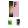 MARSİLYAN™- Galaxy S24 Ultra Kılıf Siluet Doku Özel Seri - Siyah 360 Mat Full Body Arka Koruyucu + Raze Metal Kamera Lens - MR