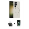 MARSİLYAN™- Galaxy S24 Ultra Kılıf Siluet Doku Özel Seri - Siyah 360 Mat Full Body Arka Koruyucu + Kamera Lens Koruma Cam - SF