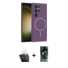 MARSİLYAN™- Galaxy S24 Ultra Kılıf Siluet Doku Özel Seri - Siyah 360 Mat Full Body Arka Koruyucu + Kamera Lens Koruma Cam - SF