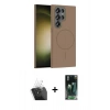 MARSİLYAN™- Galaxy S24 Ultra Kılıf Siluet Doku Özel Seri - Siyah 360 Mat Full Body Arka Koruyucu + Kamera Lens Koruma Cam - SF