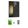 MARSİLYAN™- Galaxy S24 Ultra Kılıf Siluet Doku Özel Seri - Siyah AutoKit 5in1 Fiber Hayalet Polymer Nano Ekran Koruyucu + Raze Metal Kamera Lens - SH
