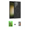 MARSİLYAN™- Galaxy S24 Ultra Kılıf Siluet Doku Özel Seri - Siyah AutoKit 5in1 Fiber Hayalet Polymer Nano Ekran Koruyucu + Raze Metal Kamera Lens - SI
