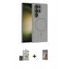MARSİLYAN™- Galaxy S24 Ultra Kılıf Siluet Doku Özel Seri - Siyah AutoKit 5in1 Fiber Hayalet Polymer Nano Ekran Koruyucu + Bilvis Titan Kamera Lens - GD