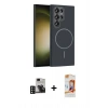MARSİLYAN™- Galaxy S24 Ultra Kılıf Siluet Doku Özel Seri - Siyah AutoKit 5in1 Fiber Polymer Nano Ekran Koruyucu + PVD Metal Kamera Lens - DNMR