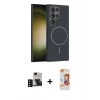 MARSİLYAN™- Galaxy S24 Ultra Kılıf Siluet Doku Özel Seri - Siyah AutoKit 5in1 Fiber Polymer Nano Ekran Koruyucu + PVD Metal Kamera Lens - SH