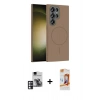 MARSİLYAN™- Galaxy S24 Ultra Kılıf Siluet Doku Özel Seri - Siyah AutoKit 5in1 Fiber Polymer Nano Ekran Koruyucu + PVD Metal Kamera Lens - PE