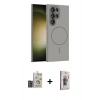 MARSİLYAN™- Galaxy S24 Ultra Kılıf Siluet Doku Özel Seri - Siyah Bilvis 3D Cam Ekran Koruyucu + Bilvis Titan Kamera Lens - DNMR