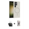 MARSİLYAN™- Galaxy S24 Ultra Kılıf Siluet Doku Özel Seri - Siyah Bilvis 3D Cam Ekran Koruyucu + Kamera Lens Koruma Cam - SF