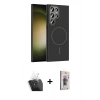 MARSİLYAN™- Galaxy S24 Ultra Kılıf Siluet Doku Özel Seri - Siyah Bilvis 3D Cam Ekran Koruyucu + Kamera Lens Koruma Cam - SF