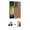 MARSİLYAN™- Galaxy S24 Ultra Kılıf Siluet Doku Özel Seri - Siyah Bilvis Hayalet Cam Ekran Koruyucu + PVD Metal Kamera Lens - DNMR