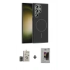 MARSİLYAN™- Galaxy S24 Ultra Kılıf Siluet Doku Özel Seri - Siyah Bilvis Hayalet Cam Ekran Koruyucu + Bilvis Titan Kamera Lens - DNMR
