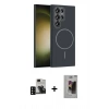 MARSİLYAN™- Galaxy S24 Ultra Kılıf Siluet Doku Özel Seri - Siyah Bilvis Hayalet Cam Ekran Koruyucu + PVD Metal Kamera Lens - SH