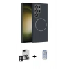 MARSİLYAN™- Galaxy S24 Ultra Kılıf Siluet Doku Özel Seri - Siyah Joko Magic 5D Cam + PVD Metal Kamera Lens - PE