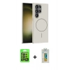 MARSİLYAN™- Galaxy S24 Ultra Kılıf Siluet Doku Özel Seri - Siyah Polymer Nano Ekran Koruyucu + Raze Metal Kamera Lens - SH