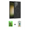 MARSİLYAN™- Galaxy S24 Ultra Kılıf Siluet Doku Özel Seri - Siyah Polymer Nano Ekran Koruyucu + Raze Metal Kamera Lens - SH