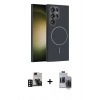 MARSİLYAN™- Galaxy S24 Ultra Kılıf Siluet Doku Özel Seri - Siyah Vanessa Magic Hayalet Cam + PVD Metal Kamera Lens - DNMR