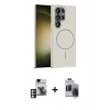 MARSİLYAN™- Galaxy S24 Ultra Kılıf Siluet Doku Özel Seri - Siyah Vanessa Magic Hayalet Cam + PVD Metal Kamera Lens - PE