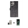 MARSİLYAN™- Galaxy S24 Ultra Kılıf Siluet Işık Serisi - Siyah 360 Mat Full Body Arka Koruyucu + Bilvis Titan Kamera Lens - SH