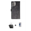 MARSİLYAN™- Galaxy S24 Ultra Kılıf Siluet Işık Serisi - Siyah Durable Full Glue Curved Cam + Kamera Lens Koruma Cam - SF