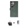 MARSİLYAN™- Galaxy S24 Ultra Kılıf Siluet Işık Serisi - Siyah Durable Full Glue Curved Cam + Kamera Lens Koruma Cam - SF