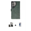 MARSİLYAN™- Galaxy S24 Ultra Kılıf Siluet Işık Serisi - Siyah Durable Full Glue Curved Hayalet Cam + PVD Metal Kamera Lens - GD