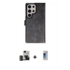 MARSİLYAN™- Galaxy S24 Ultra Kılıf Siluet Işık Serisi - Siyah Durable Full Glue Curved Hayalet Cam + PVD Metal Kamera Lens - GD