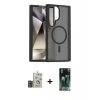 MARSİLYAN™- Galaxy S24 Ultra Kılıf Siluet Minimal Prime - Şeffaf 360 Full Body Arka Koruyucu + Derin Mor Bilvis Titan Kamera Lens