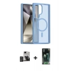 MARSİLYAN™- Galaxy S24 Ultra Kılıf Siluet Minimal Prime - Şeffaf 360 Full Body Arka Koruyucu + Derin Mor PVD Metal Kamera Lens