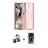 MARSİLYAN™- Galaxy S24 Ultra Kılıf Siluet Minimal Prime - Şeffaf 360 Full Body Arka Koruyucu + PVD Metal Kamera Lens - PE
