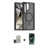 MARSİLYAN™- Galaxy S24 Ultra Kılıf Siluet Minimal Prime - Siyah 360 Mat Full Body Arka Koruyucu + Bilvis Titan Kamera Lens - GD