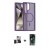 MARSİLYAN™- Galaxy S24 Ultra Kılıf Siluet Minimal Prime - Siyah 360 Mat Full Body Arka Koruyucu + Derin Mor PVD Metal Kamera Lens