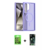 MARSİLYAN™- Galaxy S24 Ultra Kılıf Siluet Minimal Prime - Siyah 360 Mat Full Body Arka Koruyucu + Raze Metal Kamera Lens - GI