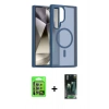 MARSİLYAN™- Galaxy S24 Ultra Kılıf Siluet Minimal Prime - Siyah 360 Mat Full Body Arka Koruyucu + Raze Metal Kamera Lens - MR