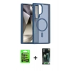 MARSİLYAN™- Galaxy S24 Ultra Kılıf Siluet Minimal Prime - Siyah 360 Mat Full Body Arka Koruyucu + Raze Metal Kamera Lens - SH