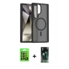 MARSİLYAN™- Galaxy S24 Ultra Kılıf Siluet Minimal Prime - Siyah 360 Mat Full Body Arka Koruyucu + Raze Metal Kamera Lens - SH