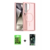 MARSİLYAN™- Galaxy S24 Ultra Kılıf Siluet Minimal Prime - Siyah 360 Mat Full Body Arka Koruyucu + Raze Metal Kamera Lens - SH