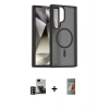 MARSİLYAN™- Galaxy S24 Ultra Kılıf Siluet Minimal Prime - Siyah AutoKit 5in1 Fiber Hayalet Polymer Nano Ekran Koruyucu + PVD Metal Kamera Lens - GD