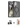 MARSİLYAN™- Galaxy S24 Ultra Kılıf Siluet Minimal Prime - Siyah AutoKit 5in1 Fiber Polymer Nano Ekran Koruyucu + PVD Metal Kamera Lens - DNMR
