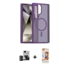 MARSİLYAN™- Galaxy S24 Ultra Kılıf Siluet Minimal Prime - Siyah AutoKit 5in1 Fiber Polymer Nano Ekran Koruyucu + PVD Metal Kamera Lens - DNMR