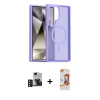 MARSİLYAN™- Galaxy S24 Ultra Kılıf Siluet Minimal Prime - Siyah AutoKit 5in1 Fiber Polymer Nano Ekran Koruyucu + PVD Metal Kamera Lens - DNMR