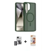 MARSİLYAN™- Galaxy S24 Ultra Kılıf Siluet Minimal Prime - Siyah AutoKit 5in1 Fiber Polymer Nano Ekran Koruyucu + PVD Metal Kamera Lens - PE