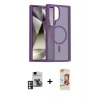 MARSİLYAN™- Galaxy S24 Ultra Kılıf Siluet Minimal Prime - Siyah AutoKit 5in1 Fiber Polymer Nano Ekran Koruyucu + PVD Metal Kamera Lens - PE