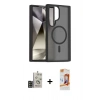 MARSİLYAN™- Galaxy S24 Ultra Kılıf Siluet Minimal Prime - Siyah AutoKit 5in1 Fiber Polymer Nano Ekran Koruyucu + Bilvis Titan Kamera Lens - GD