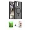 MARSİLYAN™- Galaxy S24 Ultra Kılıf Siluet Minimal Prime - Siyah AutoKit 5in1 Fiber Polymer Nano Ekran Koruyucu + Raze Metal Kamera Lens - SI