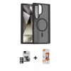 MARSİLYAN™- Galaxy S24 Ultra Kılıf Siluet Minimal Prime - Siyah AutoKit 5in1 Fiber Polymer Nano Ekran Koruyucu + PVD Metal Kamera Lens - PE