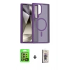 MARSİLYAN™- Galaxy S24 Ultra Kılıf Siluet Minimal Prime - Siyah Bilvis 3D Cam Ekran Koruyucu + Raze Metal Kamera Lens - SI