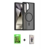 MARSİLYAN™- Galaxy S24 Ultra Kılıf Siluet Minimal Prime - Siyah Bilvis 3D Cam Ekran Koruyucu + Raze Metal Kamera Lens - SI