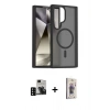 MARSİLYAN™- Galaxy S24 Ultra Kılıf Siluet Minimal Prime - Siyah Bilvis 3D Cam Ekran Koruyucu + PVD Metal Kamera Lens - SH